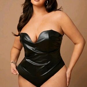 Black Strapless Bodysuit